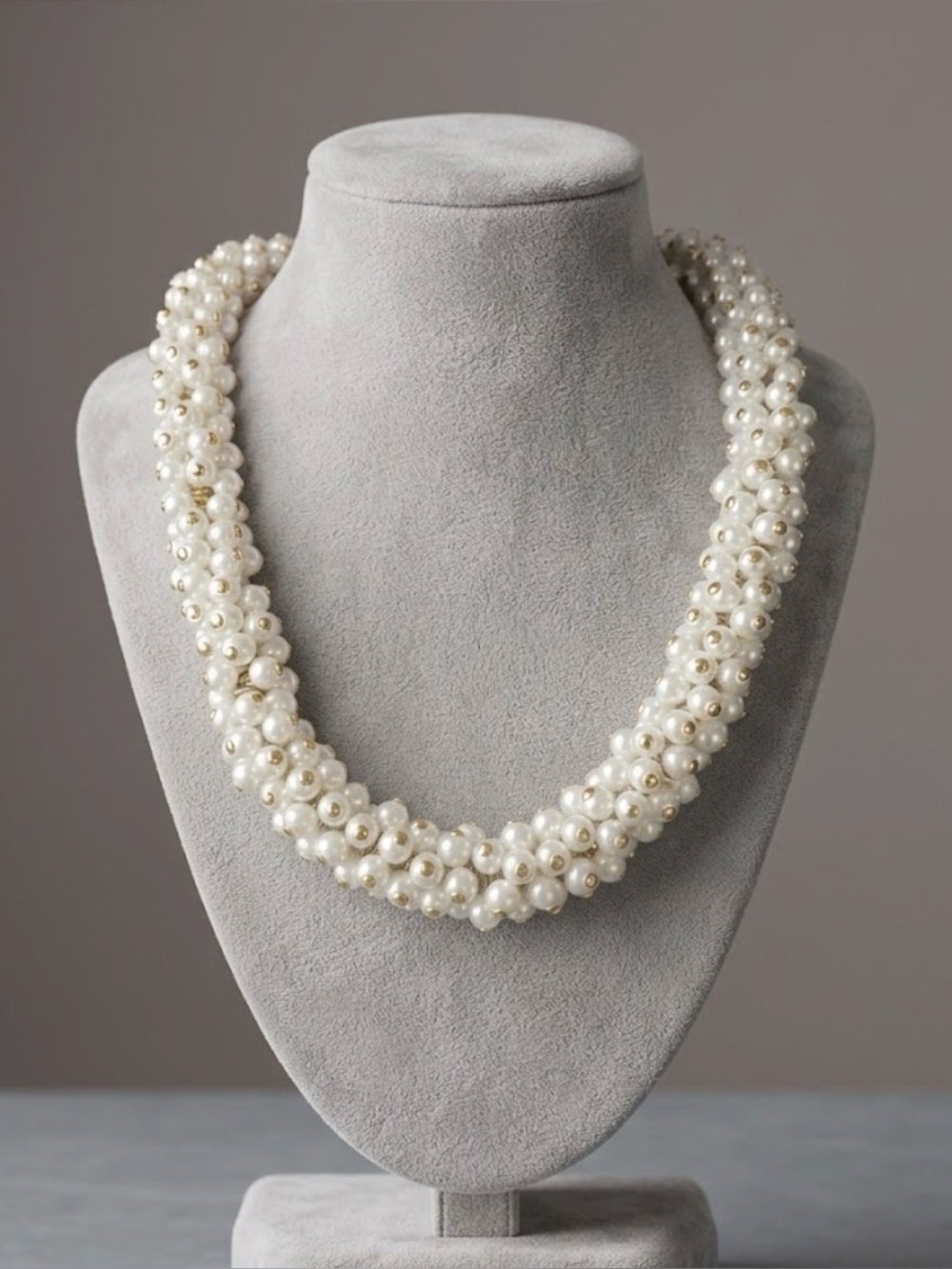 Talbots signed faux pearl and pavé rhinestone toggle collar necklace